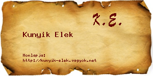 Kunyik Elek névjegykártya